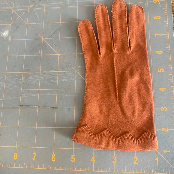 Vintage Elvette by Dawnelle Hand Sewn Occasion Gloves Sz 7-1/2 Rust #186Q - Picture 4 of 6